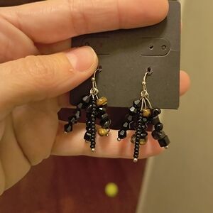 HOLIDAY WEAR/ Gifts Handmade Black Beaded Earrings